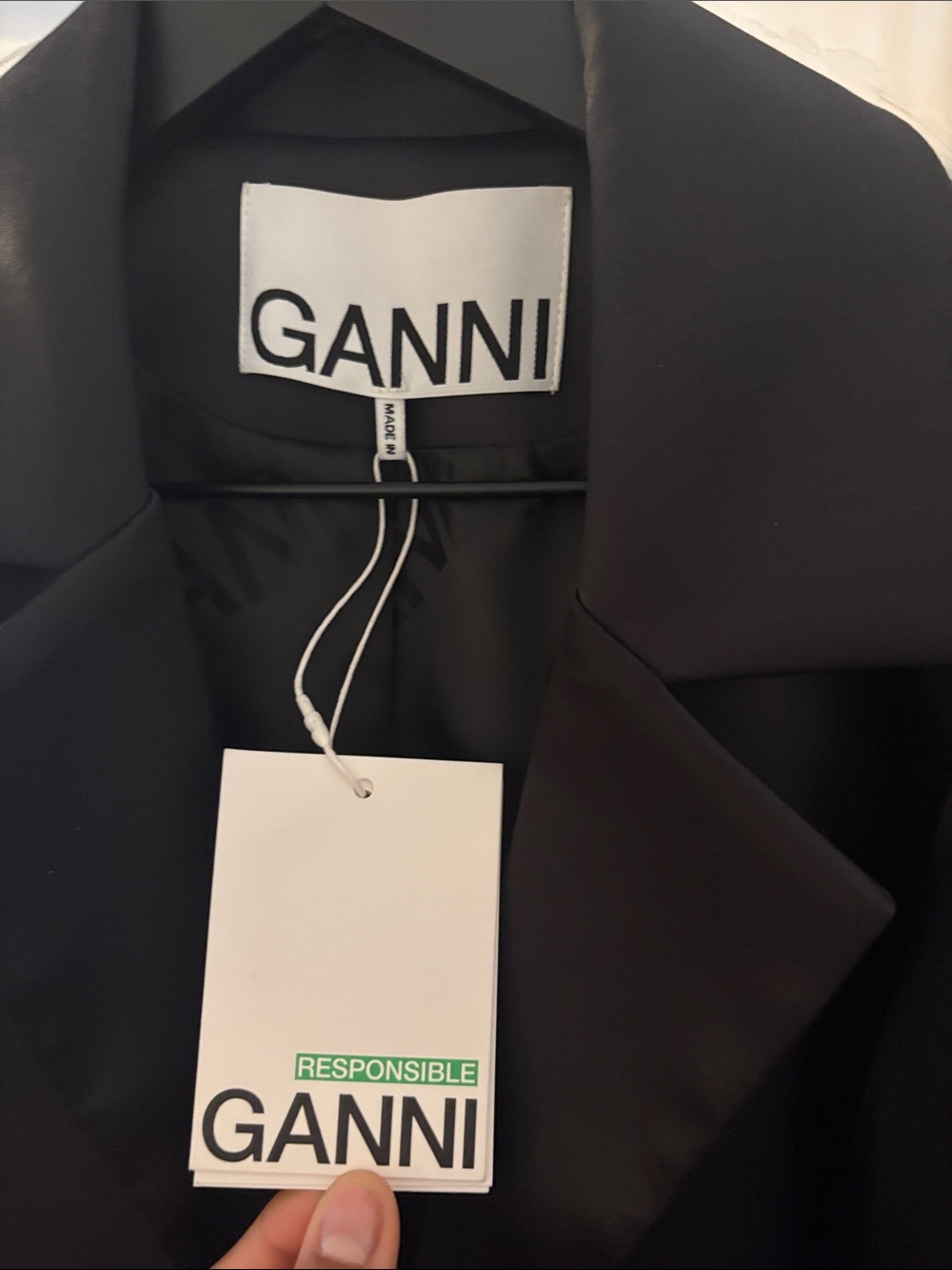 Ganni Black Single-Breasted Blazer